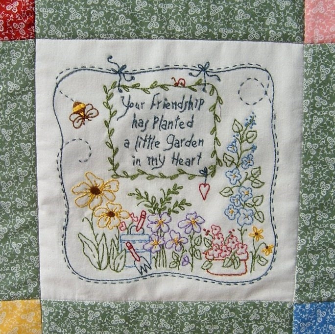 Friendship's Garden Quilt - Hand Embroidery Pattern - Shipped