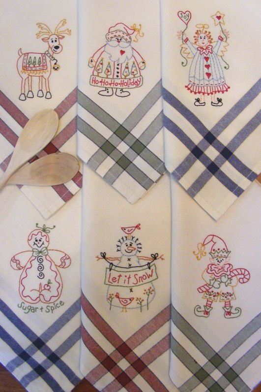 Christmas Tea Towels - Hand Embroidery Pattern - Shipped