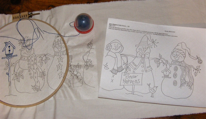 Snow Happens! Table Runner - Hand Embroidery Pattern - Shipped