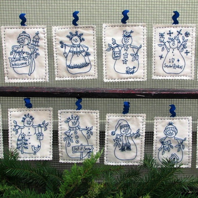 Snowmen by the Dozen - Hand Embroidery Pattern - Shipped