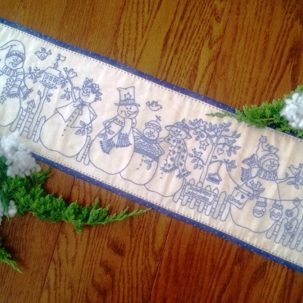 Yard of Snowmen - Hand Embroidery Pattern - Shipped