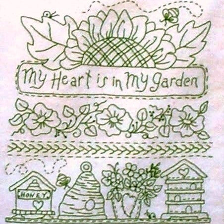Garden Sampler GreenWork - Hand Embroidery Pattern - Shipped
