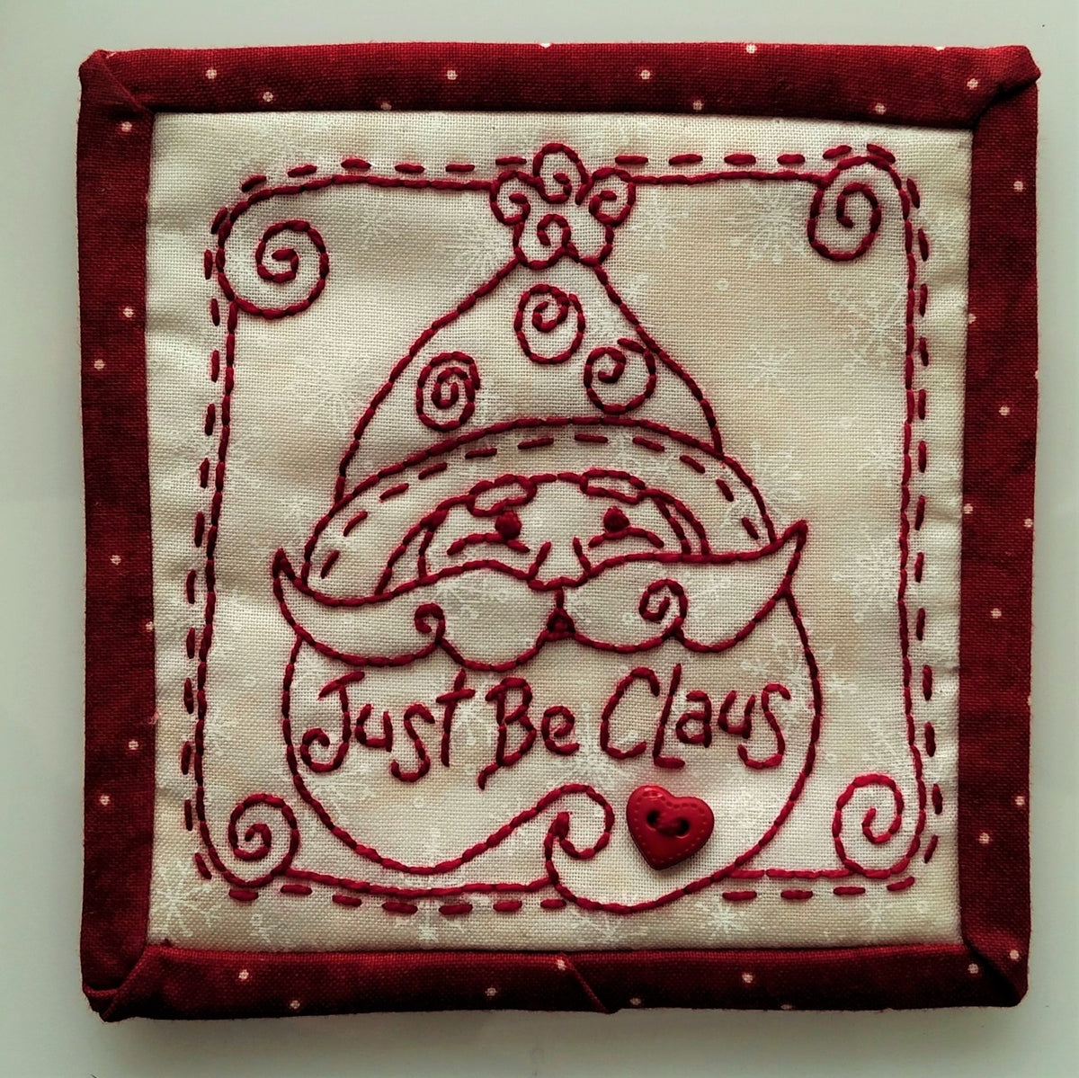 Just Be Claus Ornament - Hand Embroidery Pattern - Download