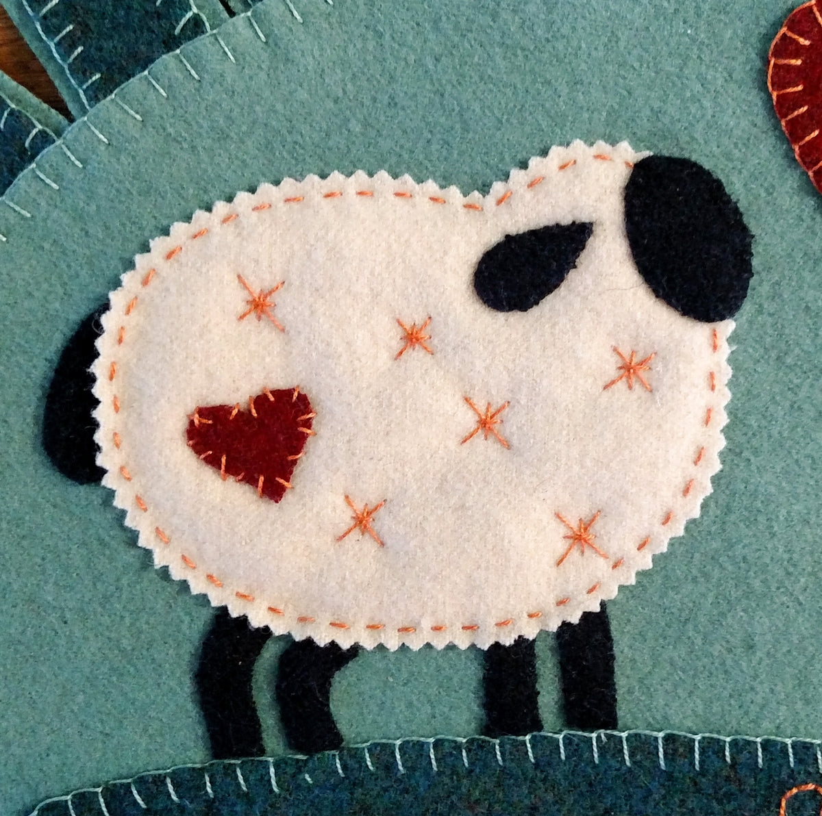 Woolen Love Table Topper - Wool Applique Pattern - Shipped