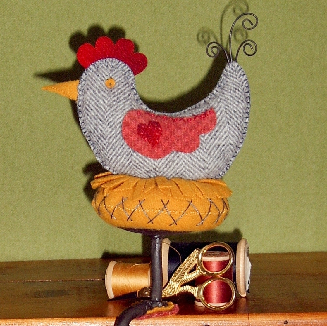 Gray Speckled Hen Make-Do - Wool Applique Pattern - Shipped