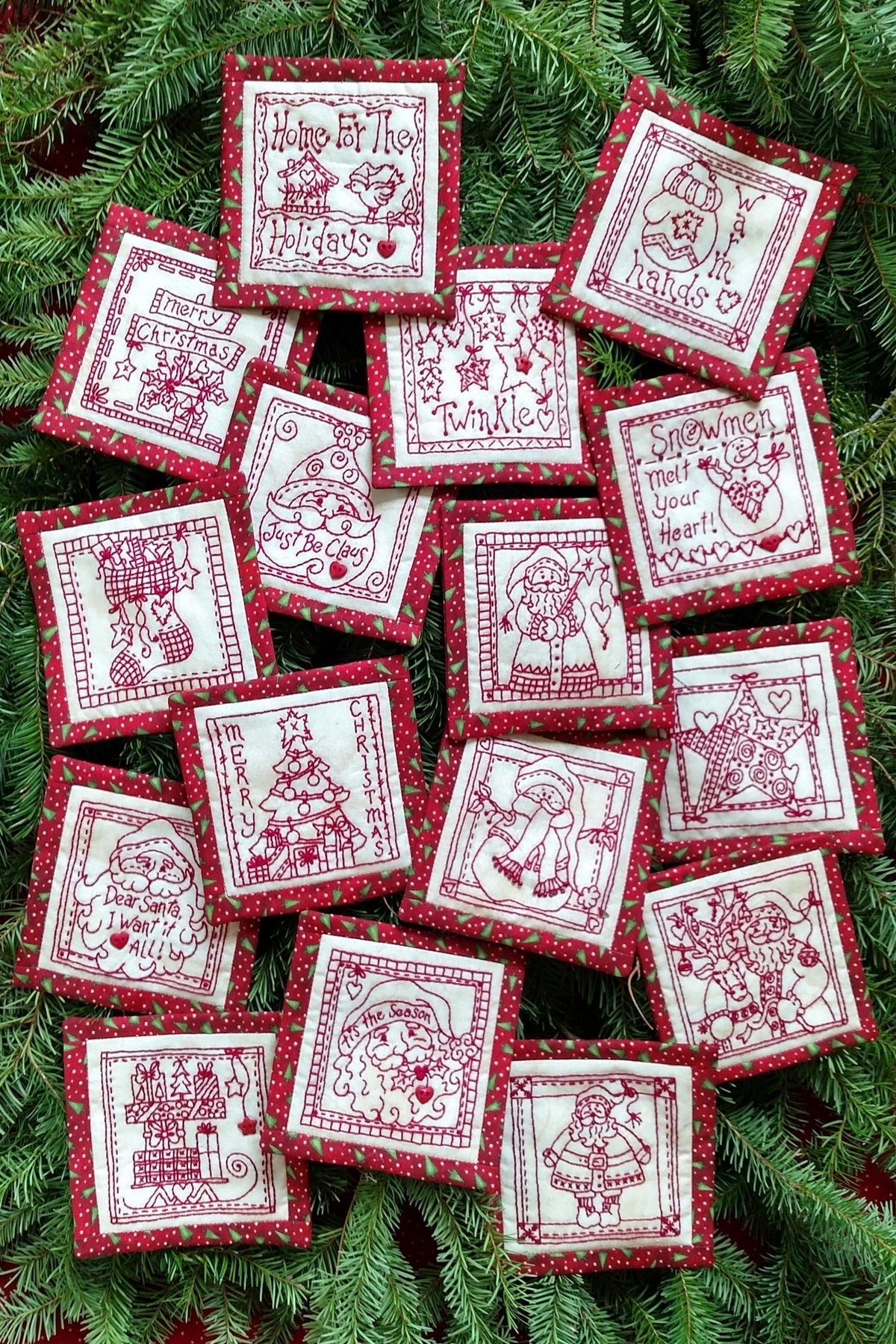 Classic Red & White Ornaments - Hand Embroidery Pattern - Shipped
