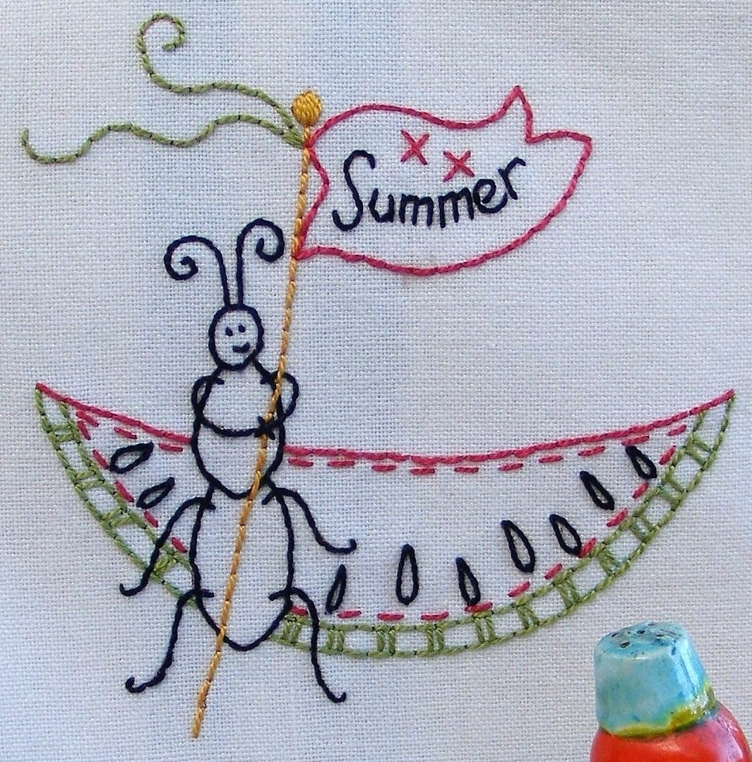 Summer Picnic Ant - Hand Embroidery Pattern - Download