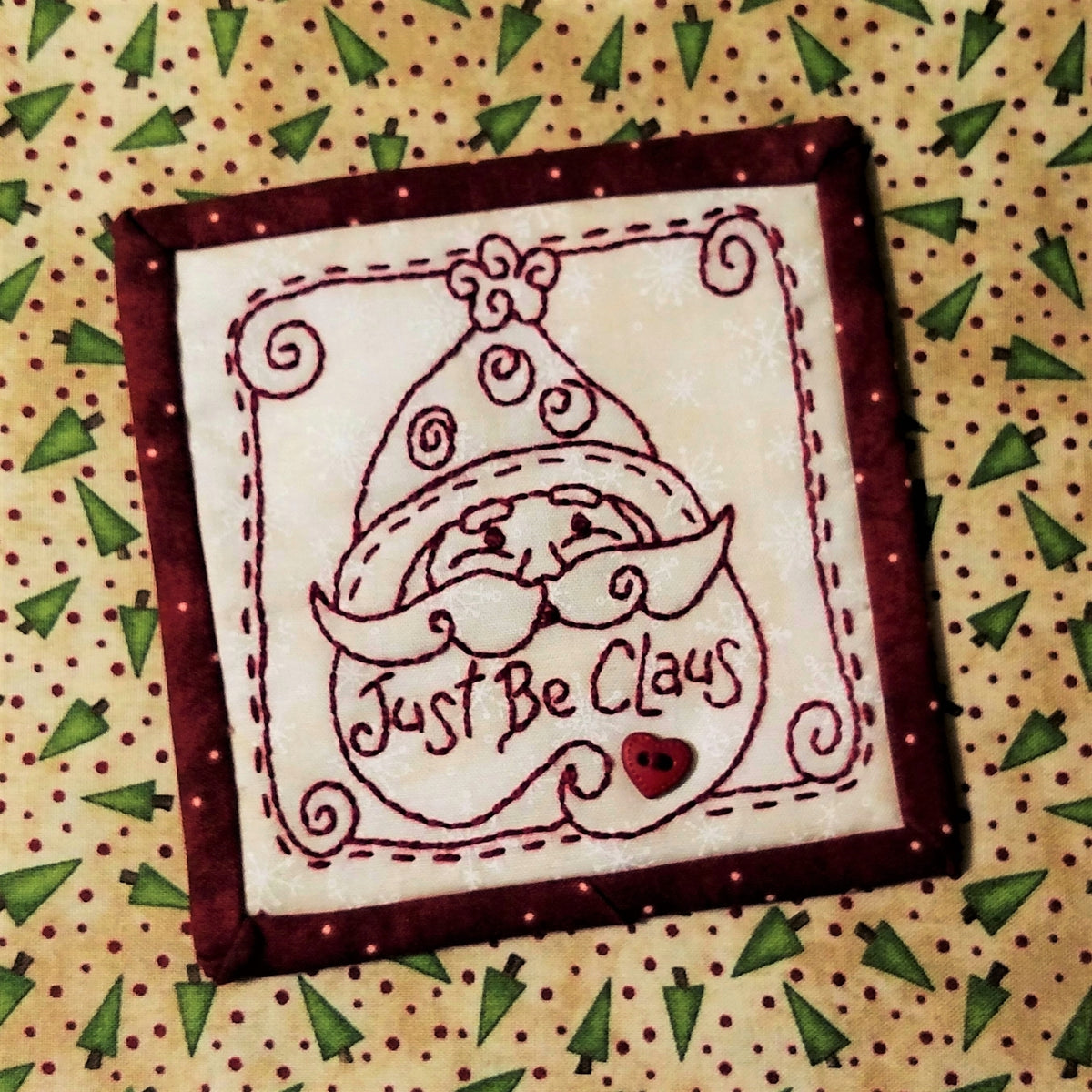 Just Be Claus Ornament - Hand Embroidery Pattern - Download