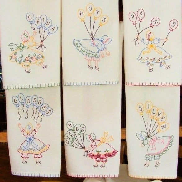 Kitchen Helpers Tea Towels - Hand Embroidery Pattern - Shipped