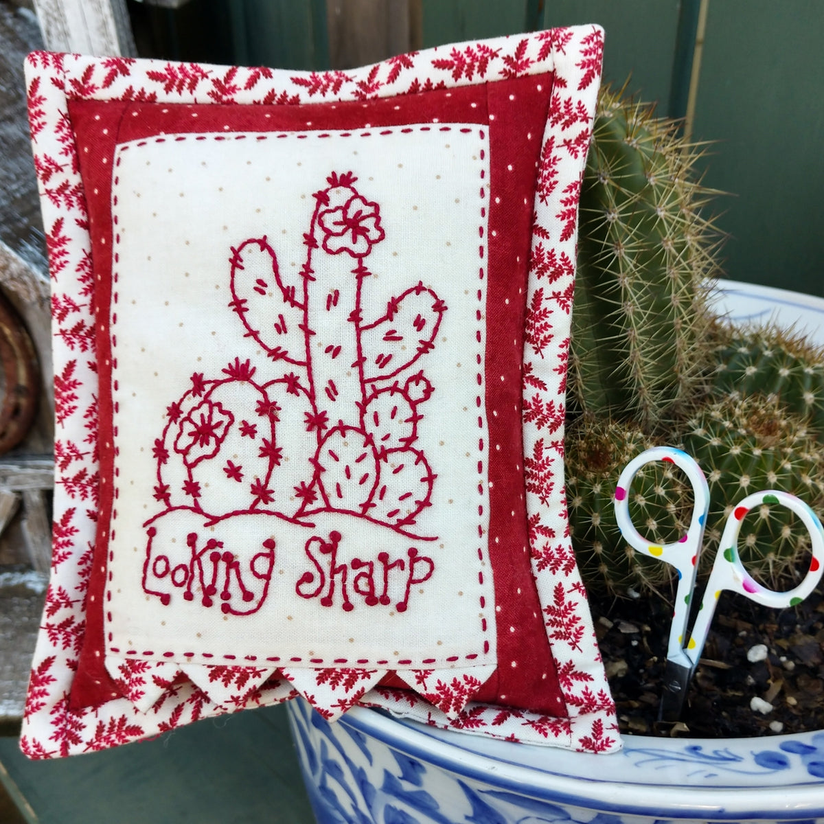 RedWork Pin Cushion Pack - Hand Embroidery Pattern - Download