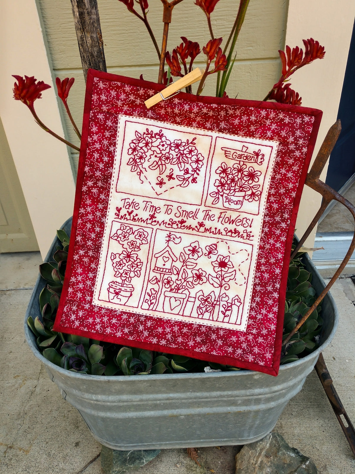 Take Time to Smell the Flowers - Hand Embroidery Pattern - Download