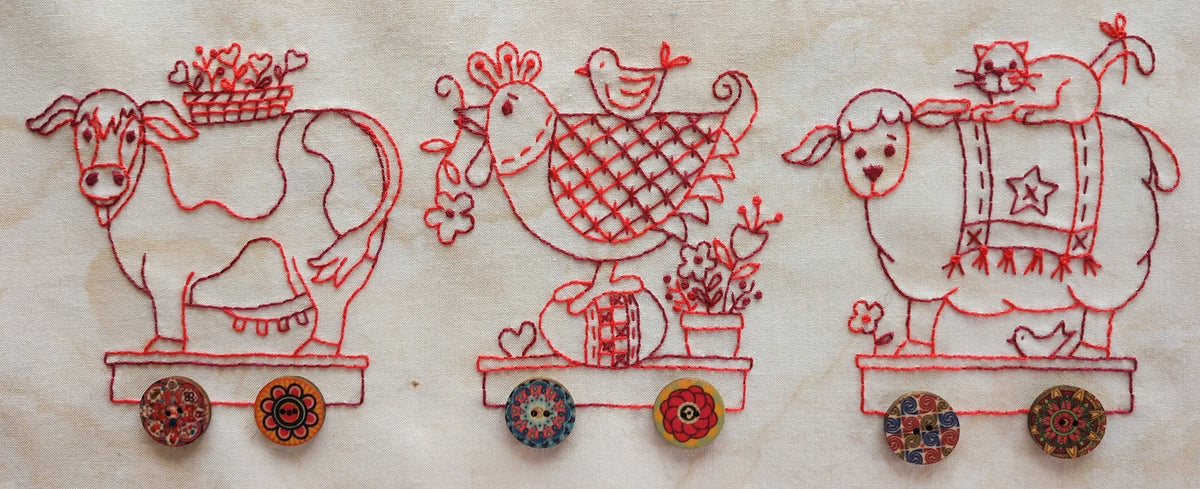 Pull Toy Farm Animals - Machine Embroidery Pattern - Shipped