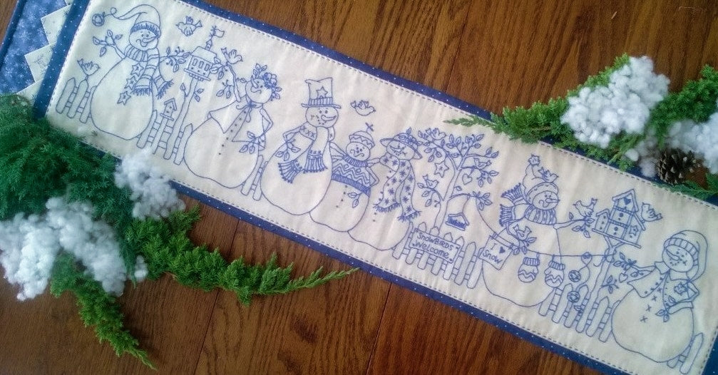 Yard of Snowmen - Hand Embroidery Pattern - Shipped