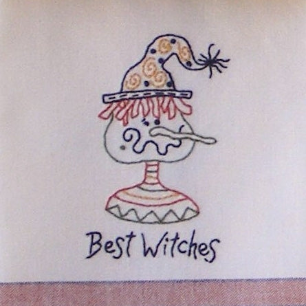 Happy Halloween Tea Towels - Hand Embroidery Pattern - Shipped