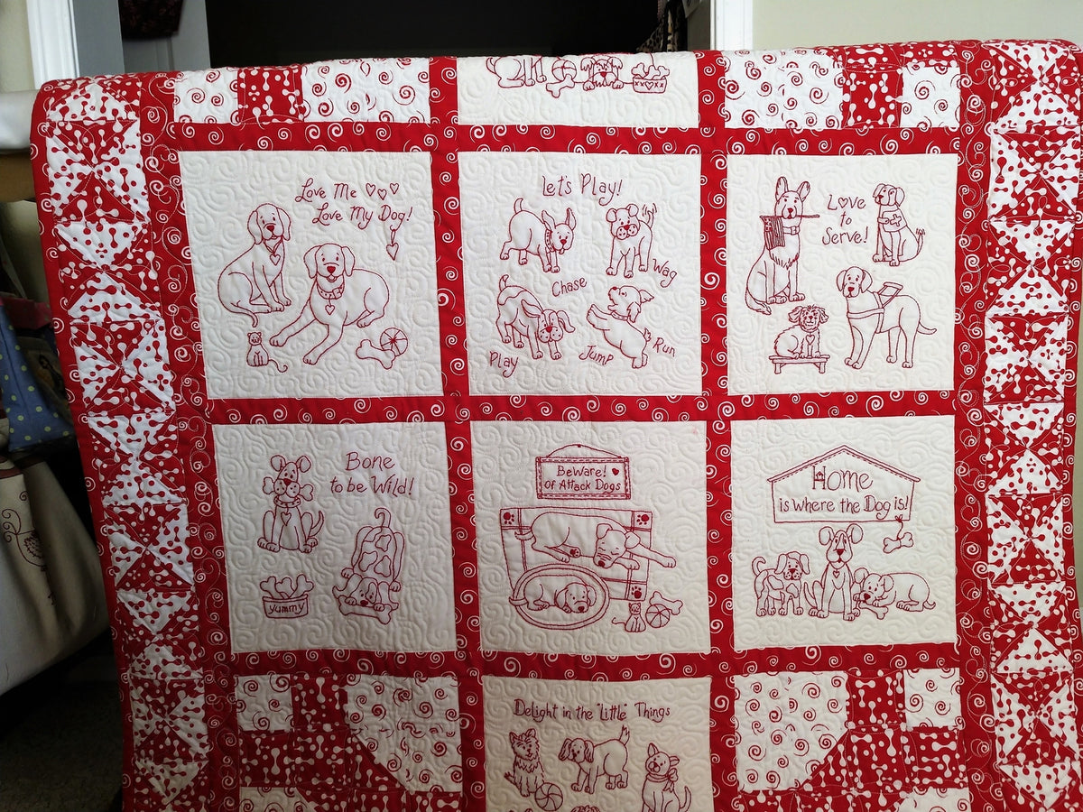 It's A Dog's Life Quilt - Hand Embroidery Pattern - Shipped