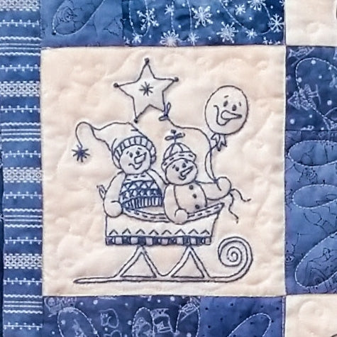 Frolicking Roly-Poly Snowmen Quilt - Machine Embroidery Pattern - Download