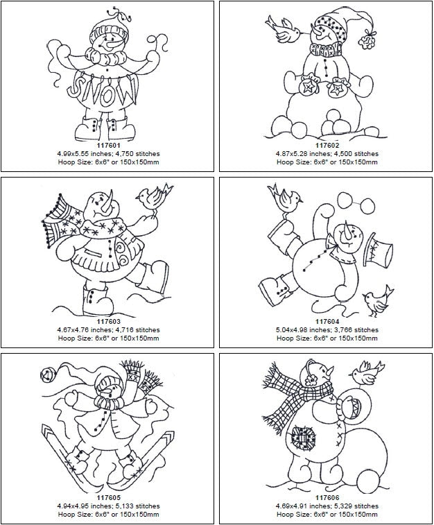 Frolicking Roly-Poly Snowmen Quilt - Machine Embroidery Pattern - Download