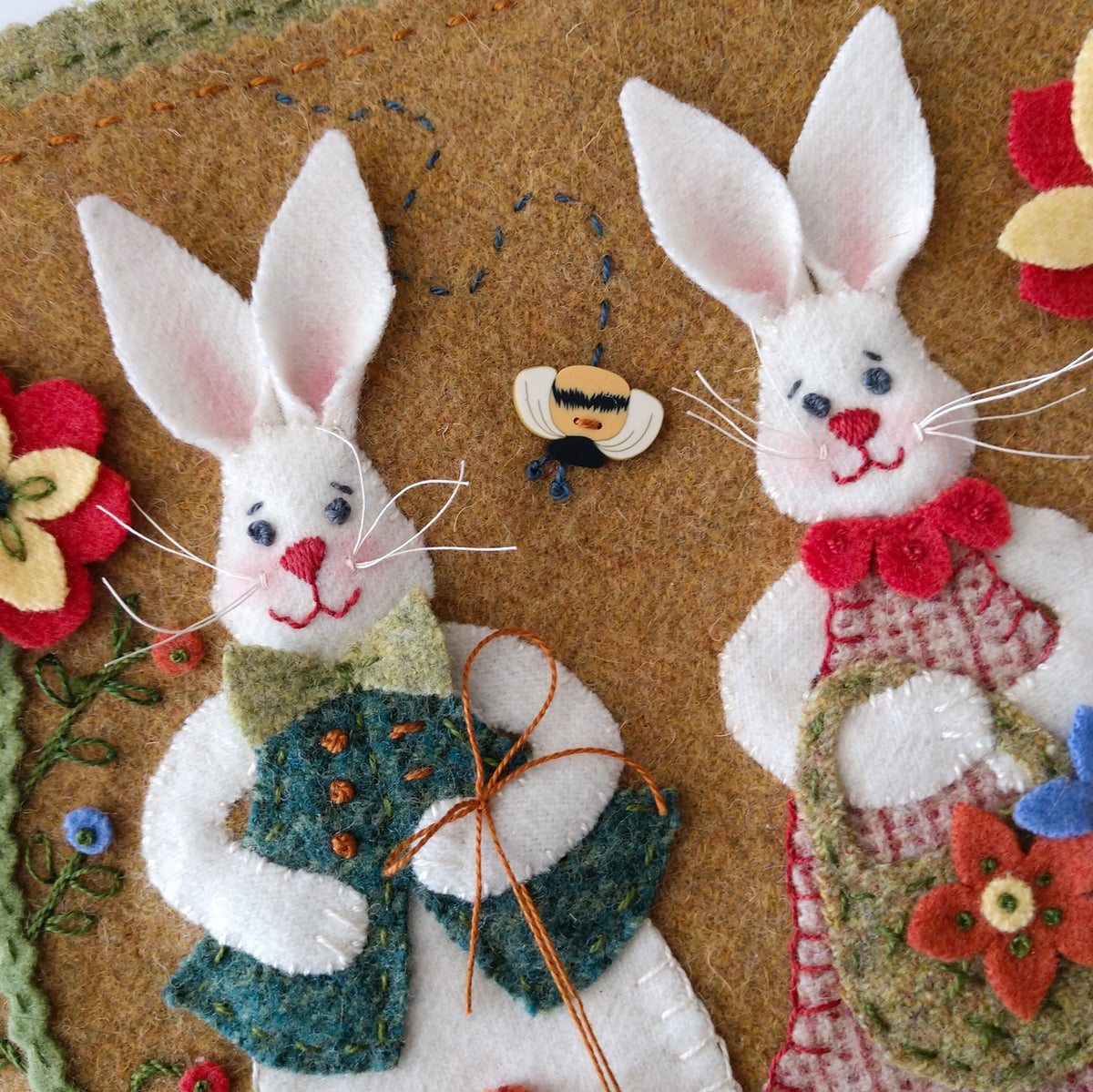 Woolen Bunny Garden - Wool Applique Pattern - Download