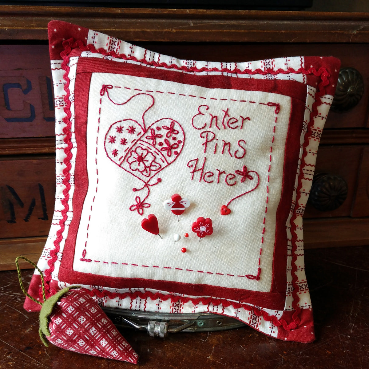 Enter Pins Here - Hand Embroidery Pin Cushion