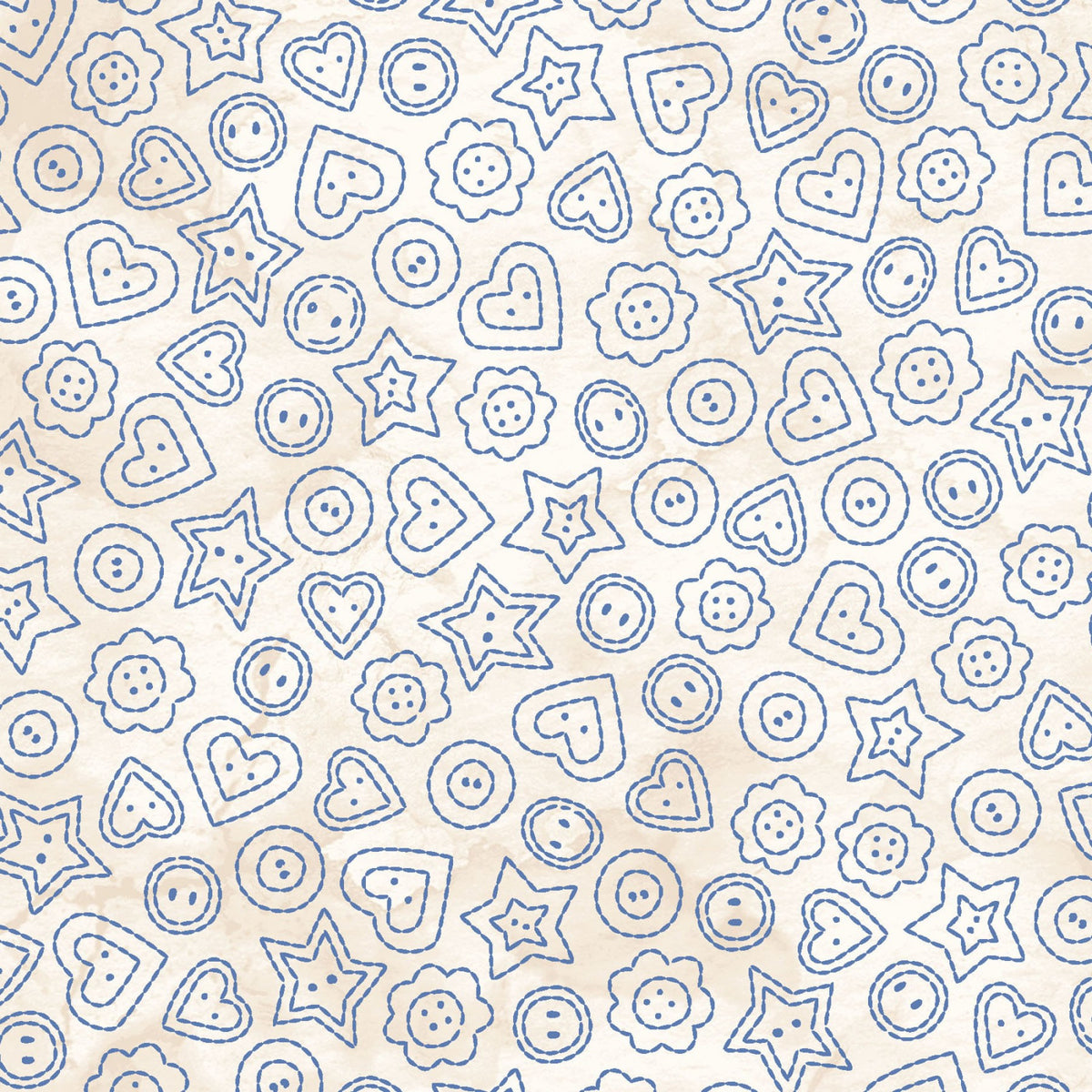 Summertime Collection- Buttons - Cream/Blue