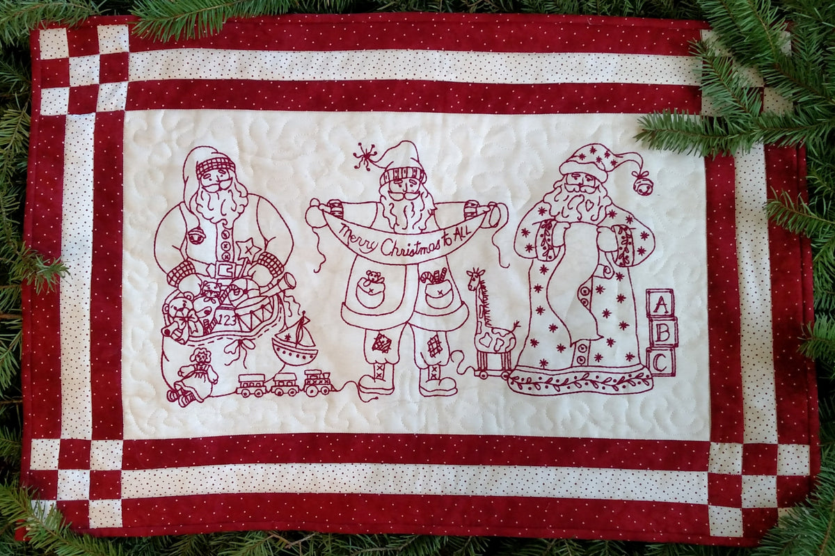 Santa Portrait Trio - Hand Embroidery Pattern - Shipped