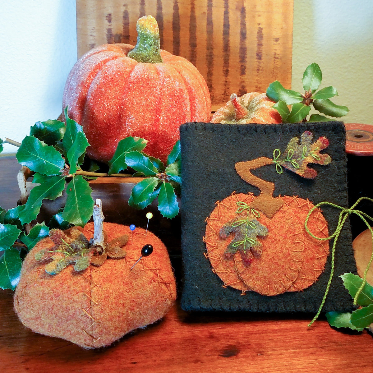 Harvest Pumpkin Sewing Set - Wool Applique Pattern - Shipped