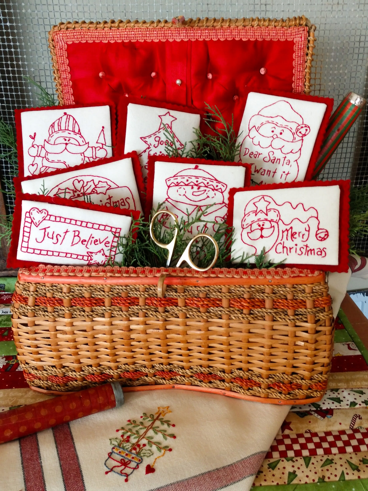 Traditional Redwork Ornaments - Hand Embroidery Pattern - Shipped