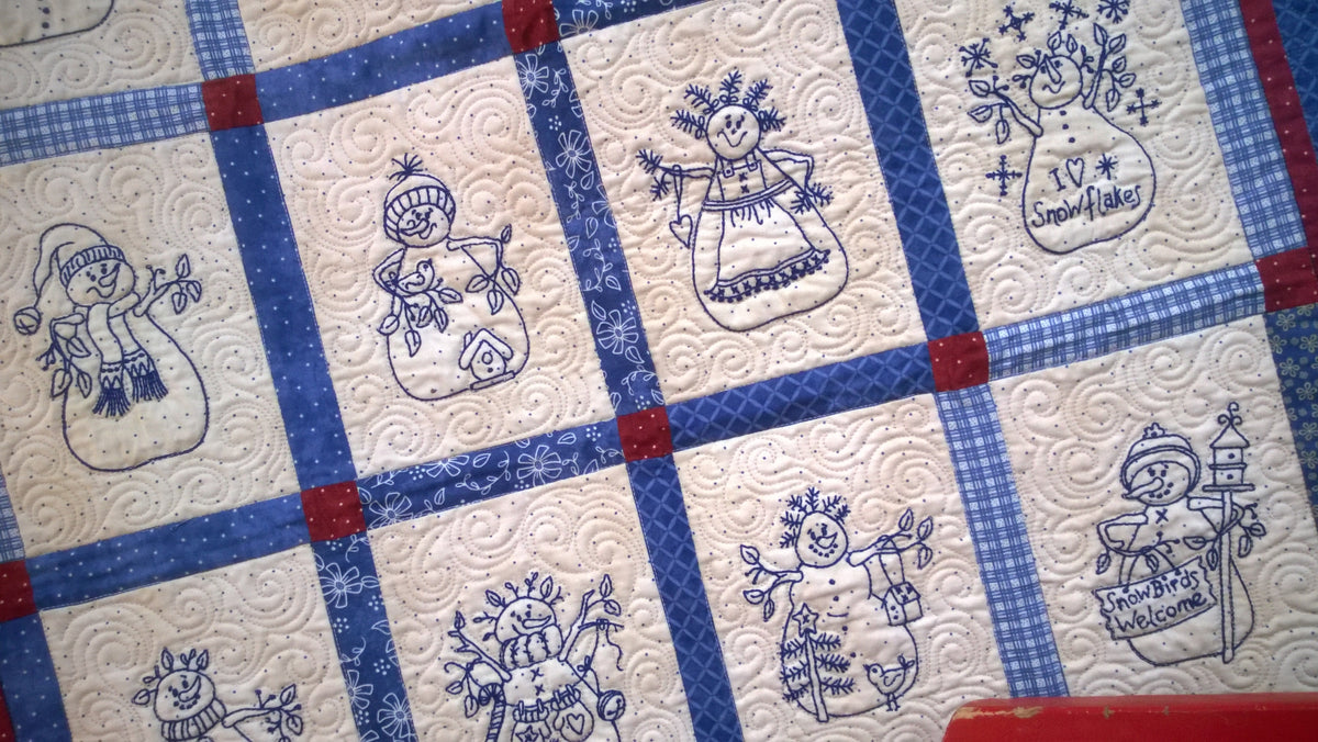 Snowmen by the Dozen - Hand Embroidery Pattern - Shipped