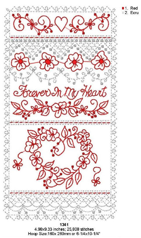 Valentine Lace - Machine Embroidery Pattern - Shipped