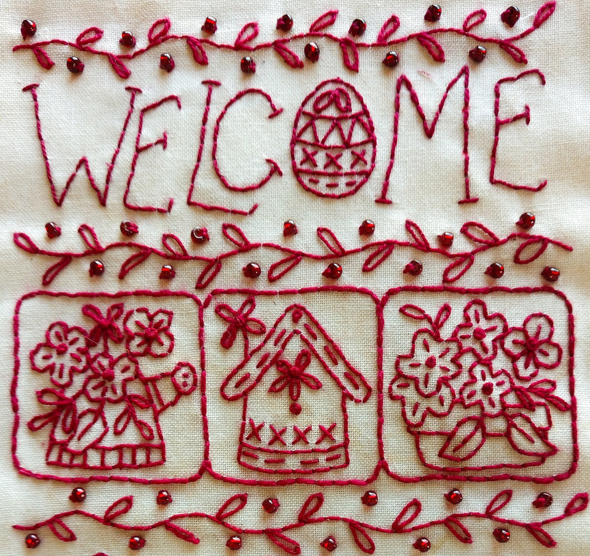 Welcome Spring Door Sign - Machine Embroidery Pattern - Shipped