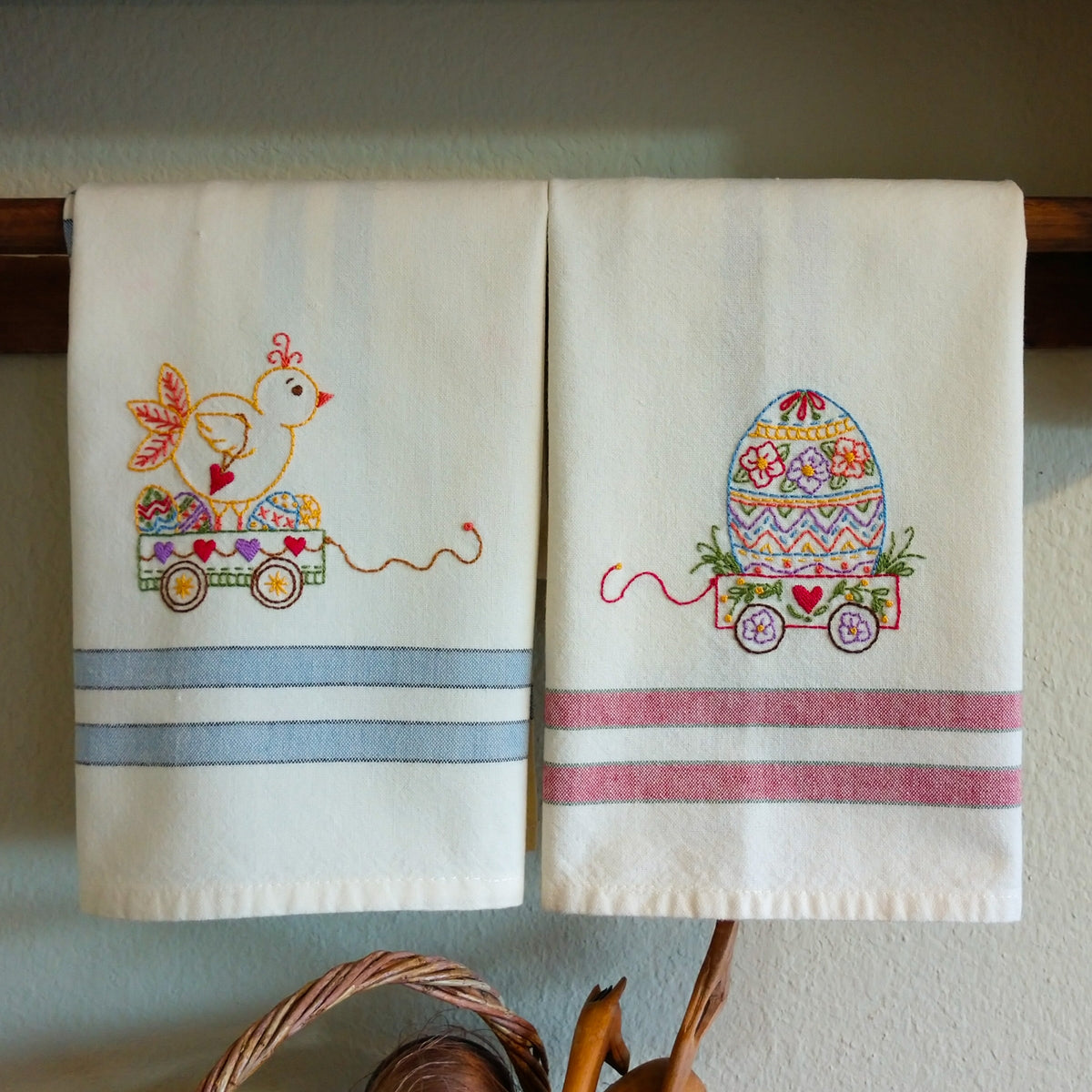 Easter Tea Towels - Hand Embroidery Pattern - Shipped