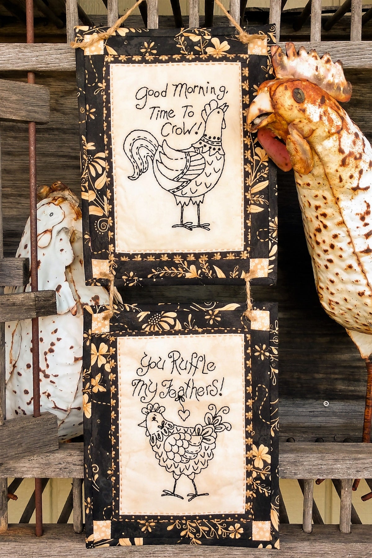 Feathered Farmyard Friends - Hand Embroidery Pattern - Download