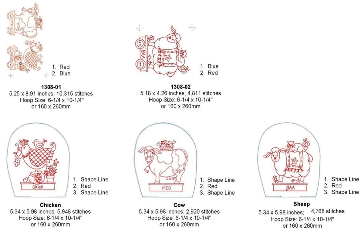 Pull Toy Farm Animals - Machine Embroidery Pattern - Shipped
