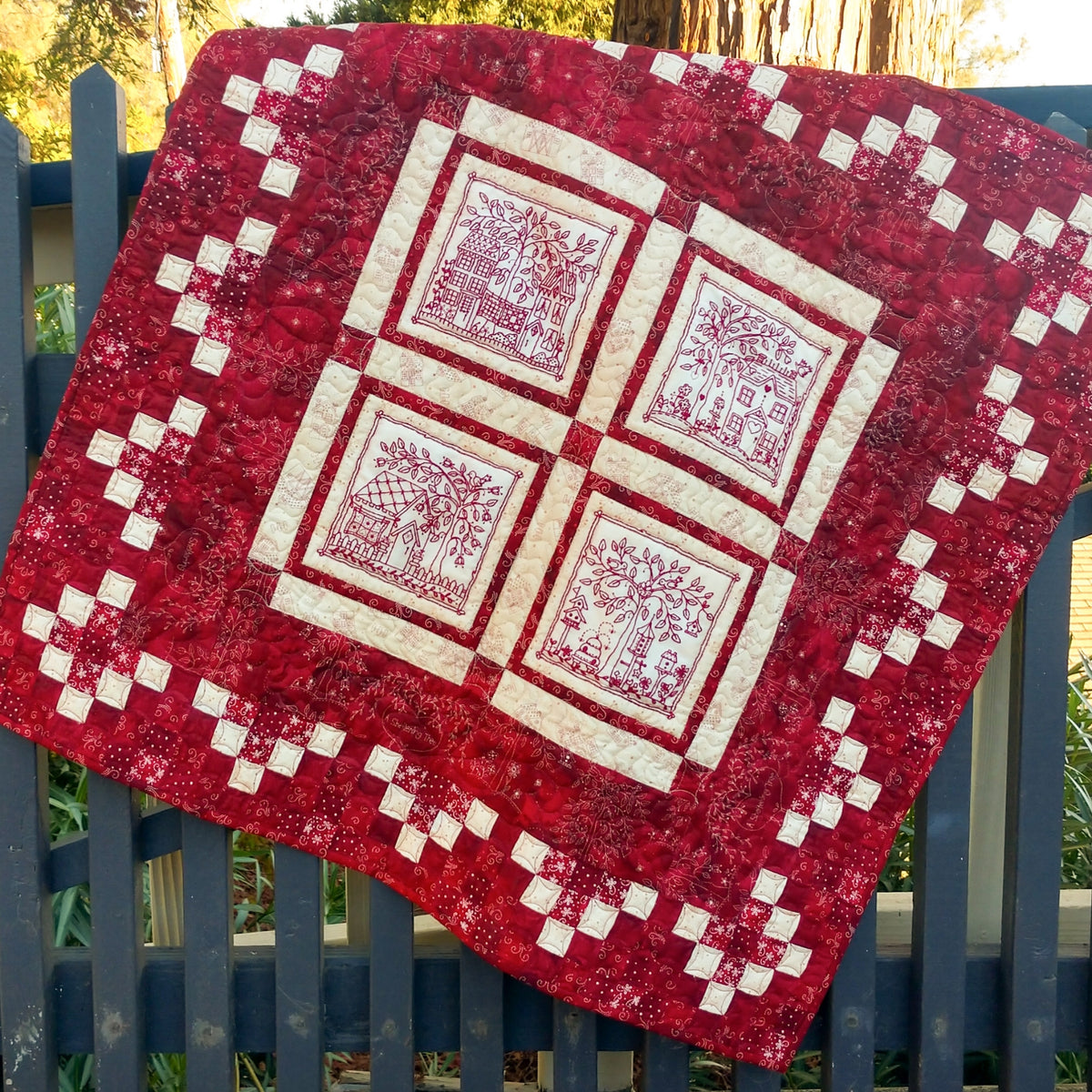Houses in the Garden - Hand Embroidery Pattern - Shipped