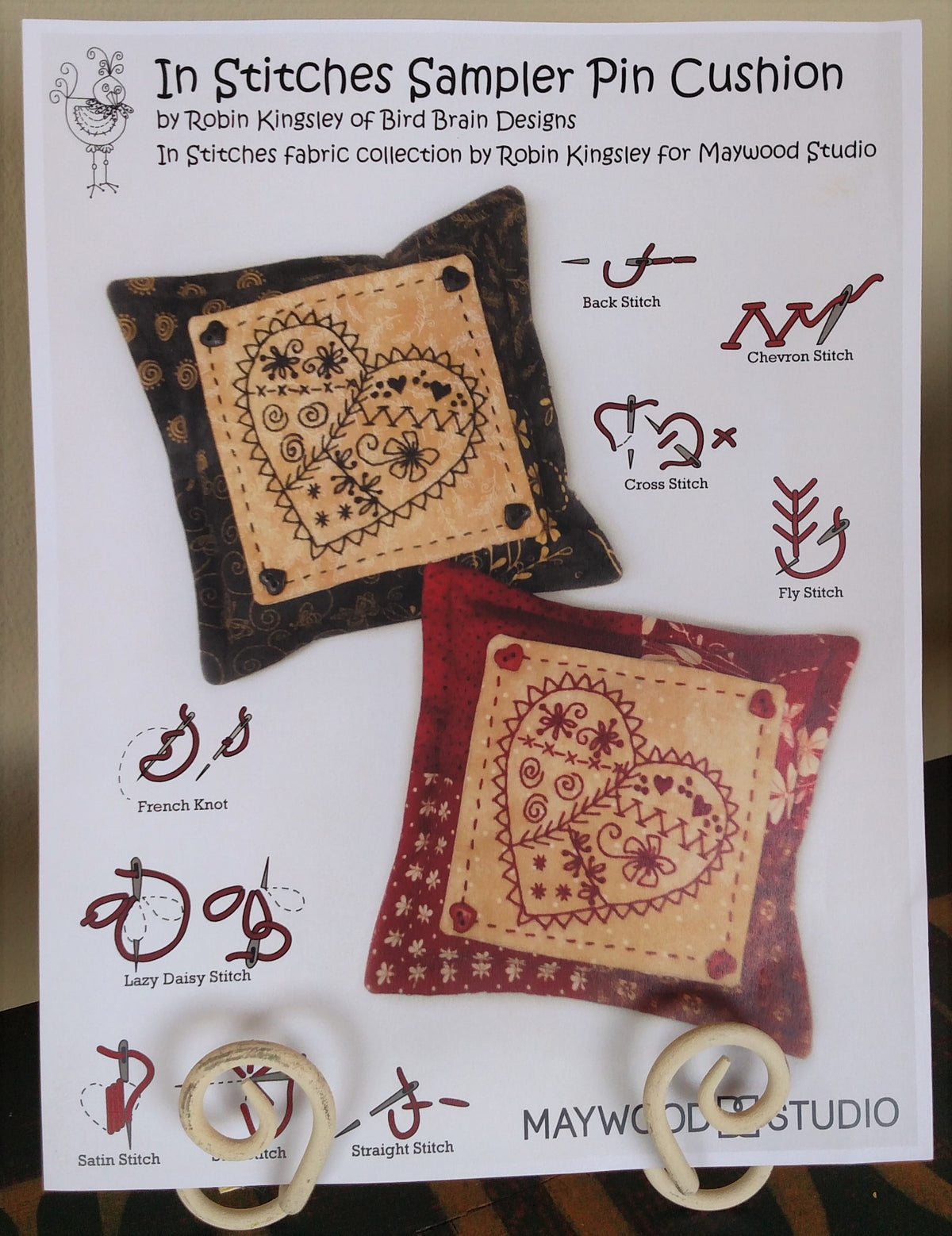 In Stitches Sampler Pin Cushion - Hand Embroidery Pattern - Download