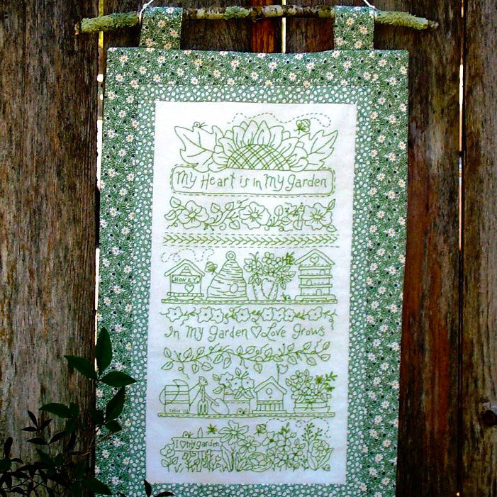 Garden Sampler GreenWork - Hand Embroidery Pattern - Shipped
