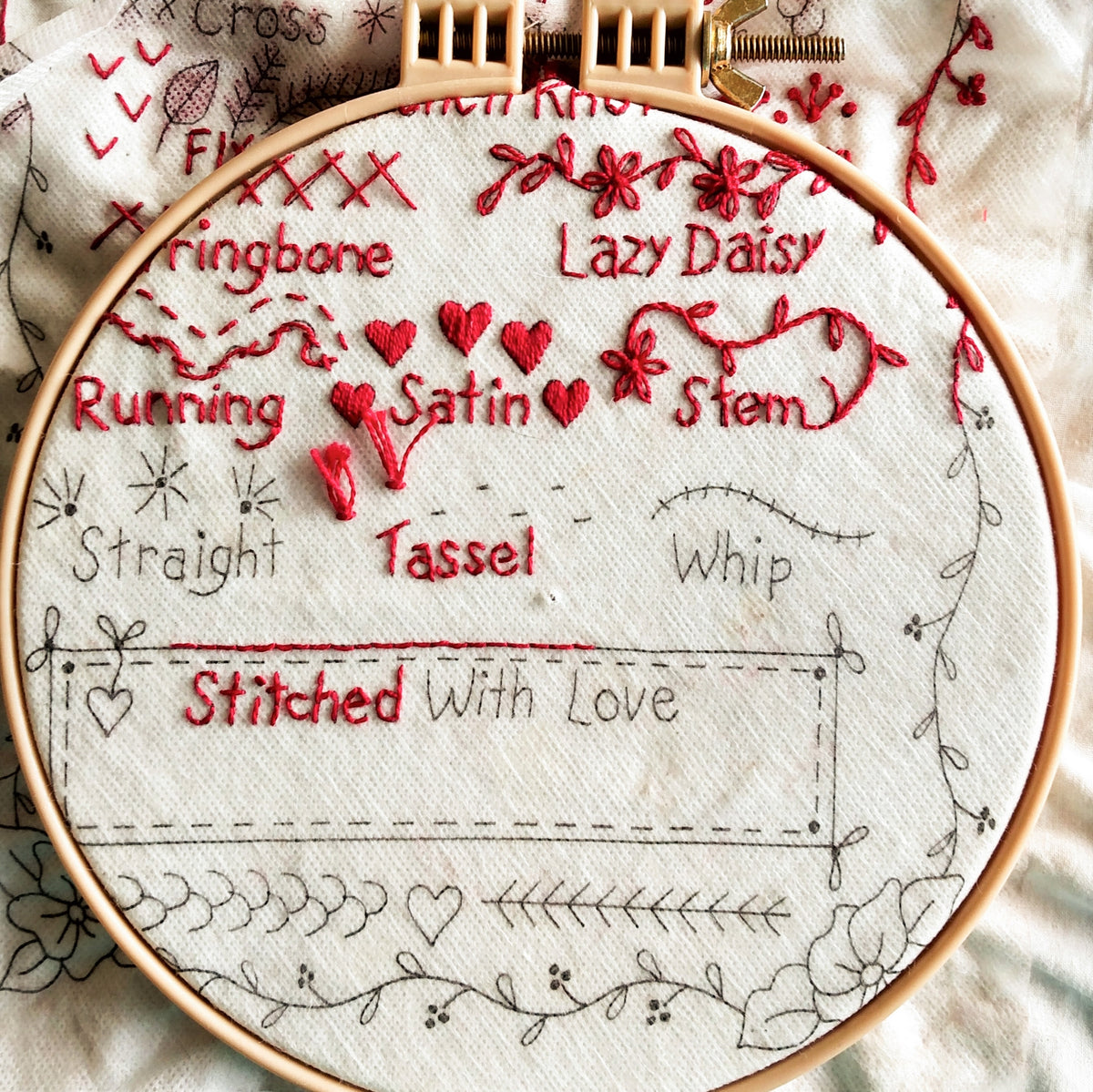 A RedWork Sampler - Hand Embroidery Pattern - Shipped
