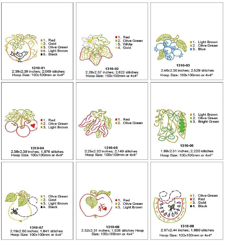 Garden Bounty Mini Quilt - Machine Embroidery Pattern - Download