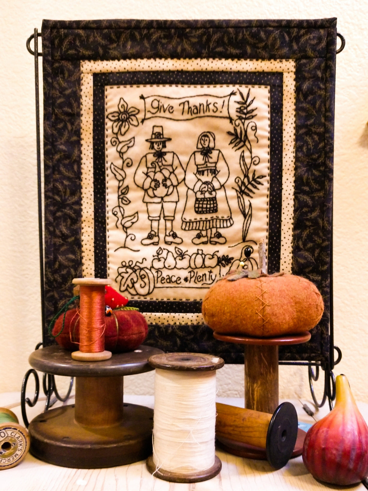 Give Thanks BlackWork - Hand Embroidery Pattern - Download