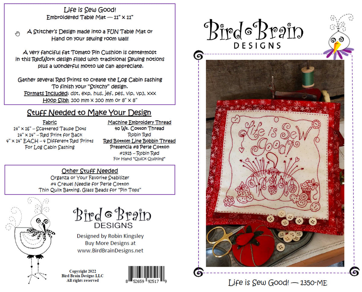 Life Is Sew Good - Machine Embroidery Pattern - Download