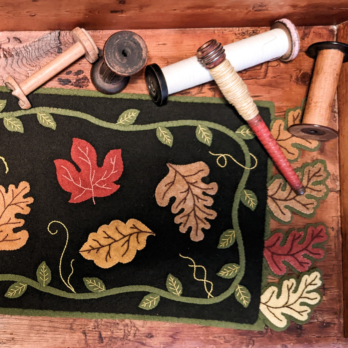 Falling Leaves Table Runner - Wool Applique Pattern - Shipped