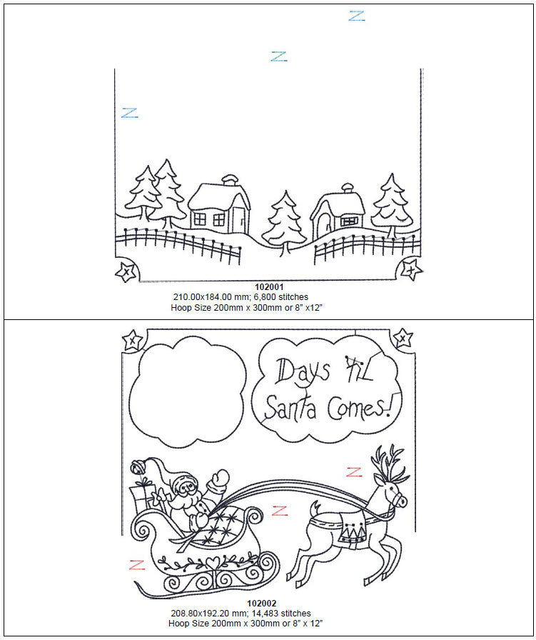 Days 'til Santa Comes - Machine Embroidery Pattern - Download