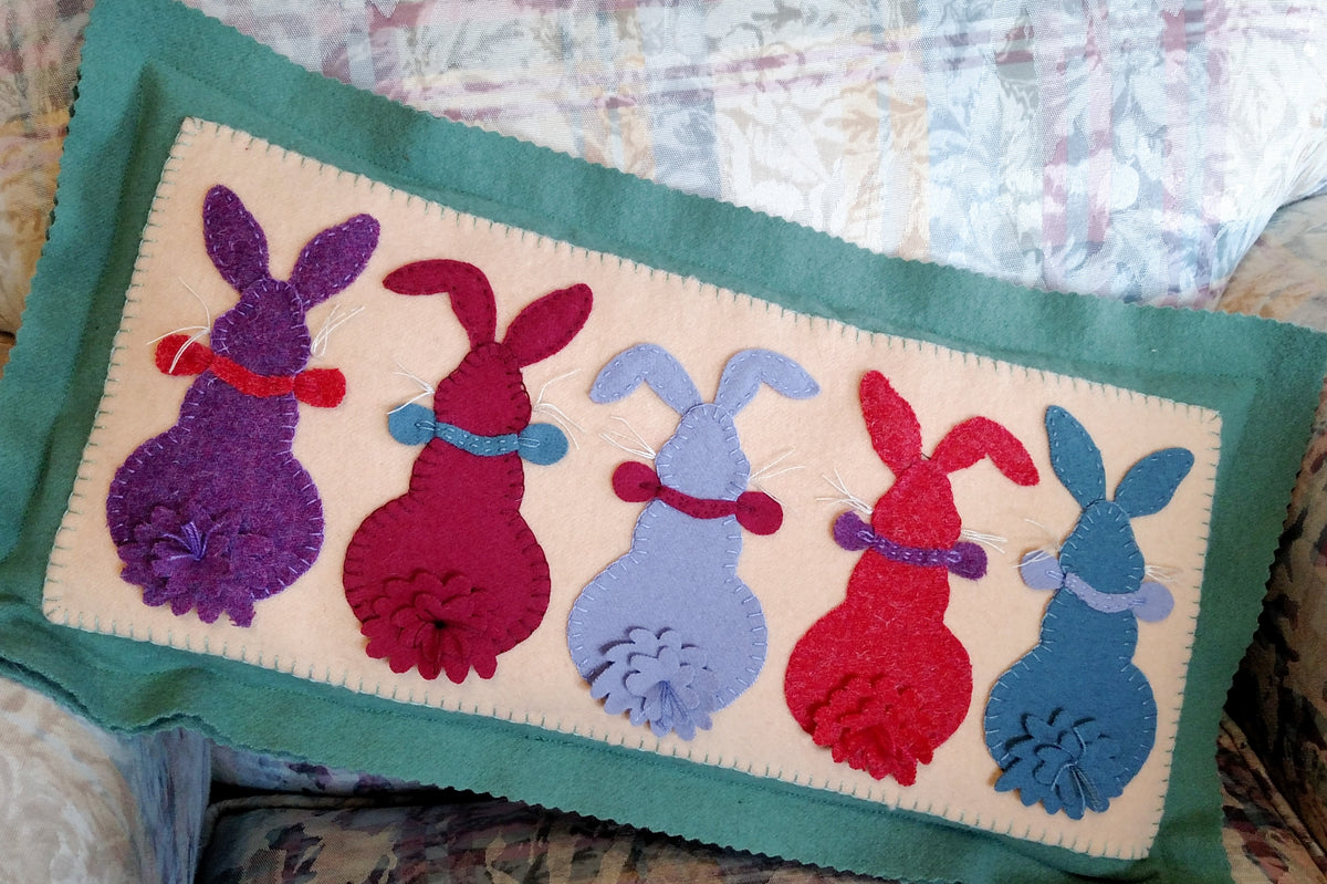 Bunny Tails - Wool Applique Pattern - Shipped