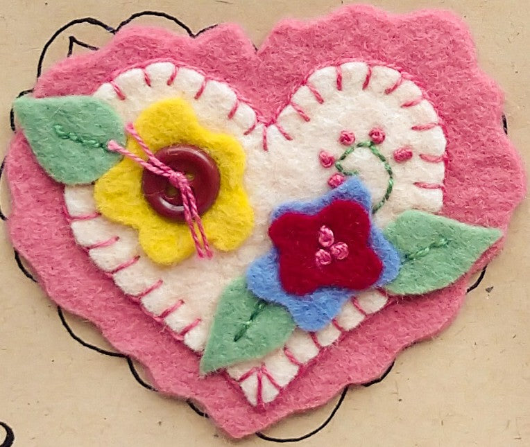 Floral Hearts - Wool Applique Pattern - Download