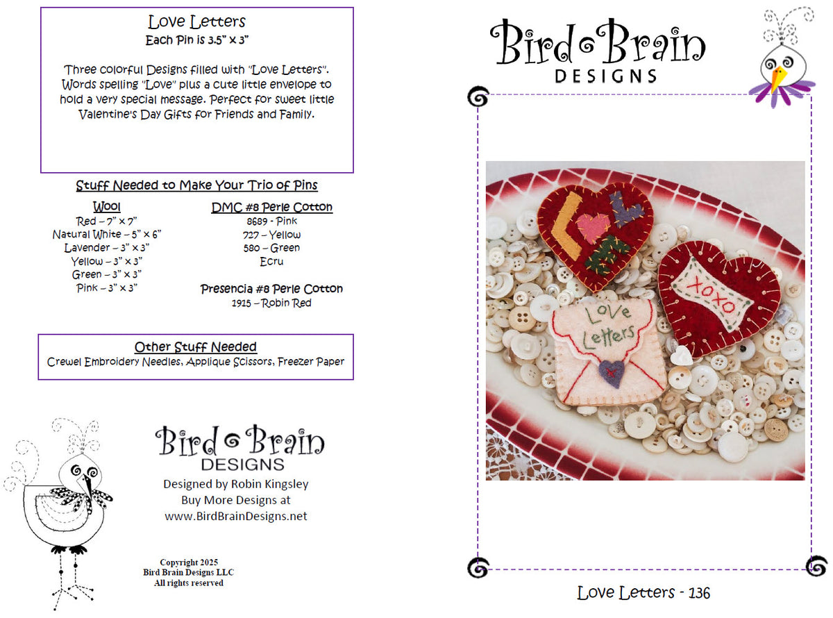 Love Letters - Wool Applique Pattern - Download