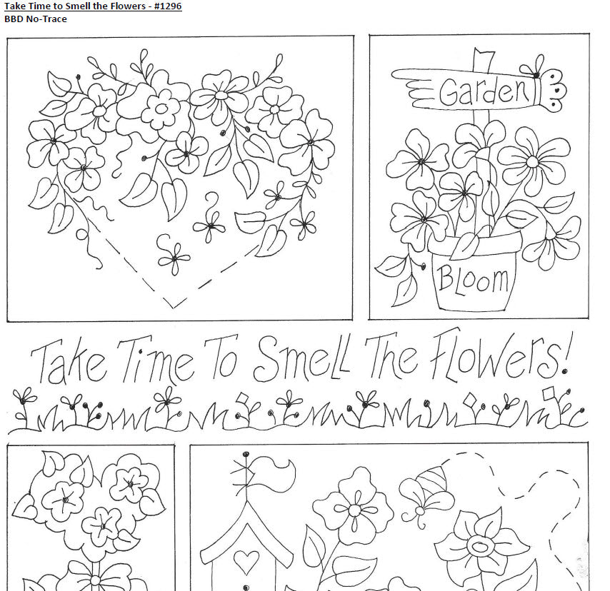 Take Time to Smell the Flowers - Hand Embroidery Pattern - Download