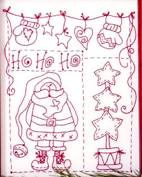 Ho Ho Ho Santa Redwork - Hand Embroidery Pattern - Download