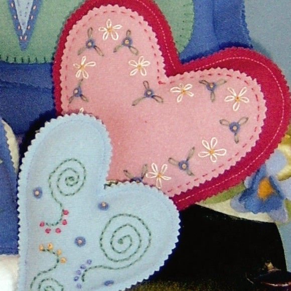 Simply Hearts - Wool Applique Pattern - Shipped