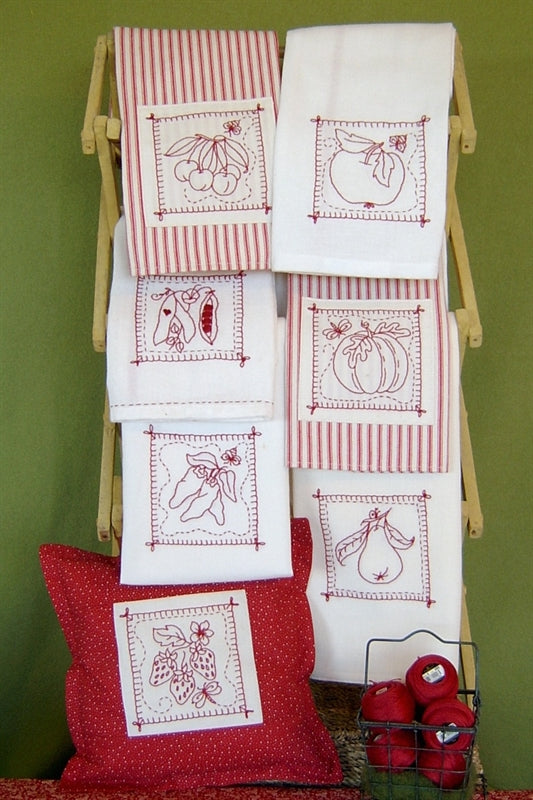 Fruit & Veggie Tea Towels - Hand Embroidery Pattern - Download