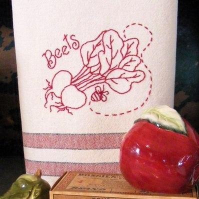 Fruit & Veggie - Beets Tea Towels - Hand Embroidery Pattern - Download